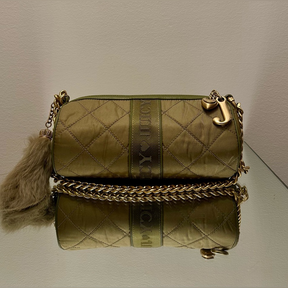 Rare Juicy Couture Nylon Barrel Bag with original rabbit foot charm